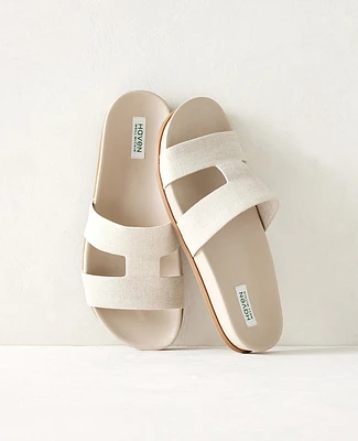 Ann Taylor Haven Well Within Linen Cutout Slides Natural Women's