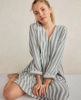 Ann Taylor Haven Well Within Organic Cotton Gauze Caftan Size XS Pine Stripe Women's