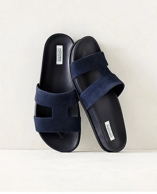 Ann Taylor Haven Well Within Suede Cutout Slides True Navy Women's