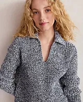 Ann Taylor Haven Well Within Marled Knit Polo Sweater
