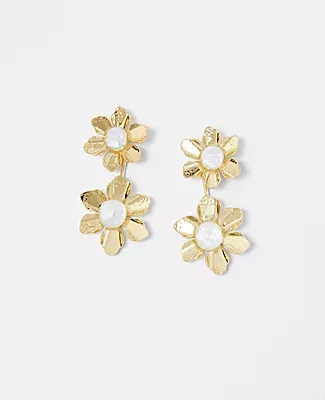 Ann Taylor Pearlized Textured Flower Drop Earrings