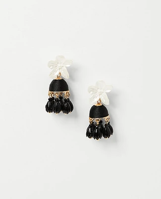 Ann Taylor Floral Tassel Earrings Black Women's