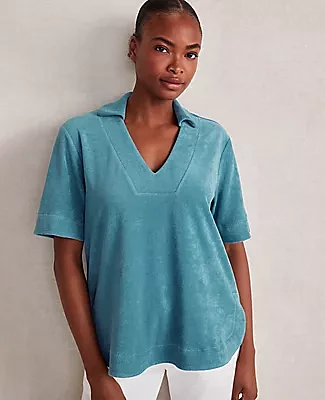 Ann Taylor Haven Well Within Terrycloth V-Neck Top