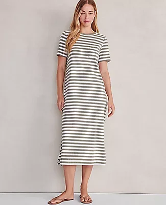 Ann Taylor Haven Well Within Organic Cotton Interlock Striped T-Shirt Dress