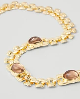 Ann Taylor Gem Chain Necklace Goldtone Women's