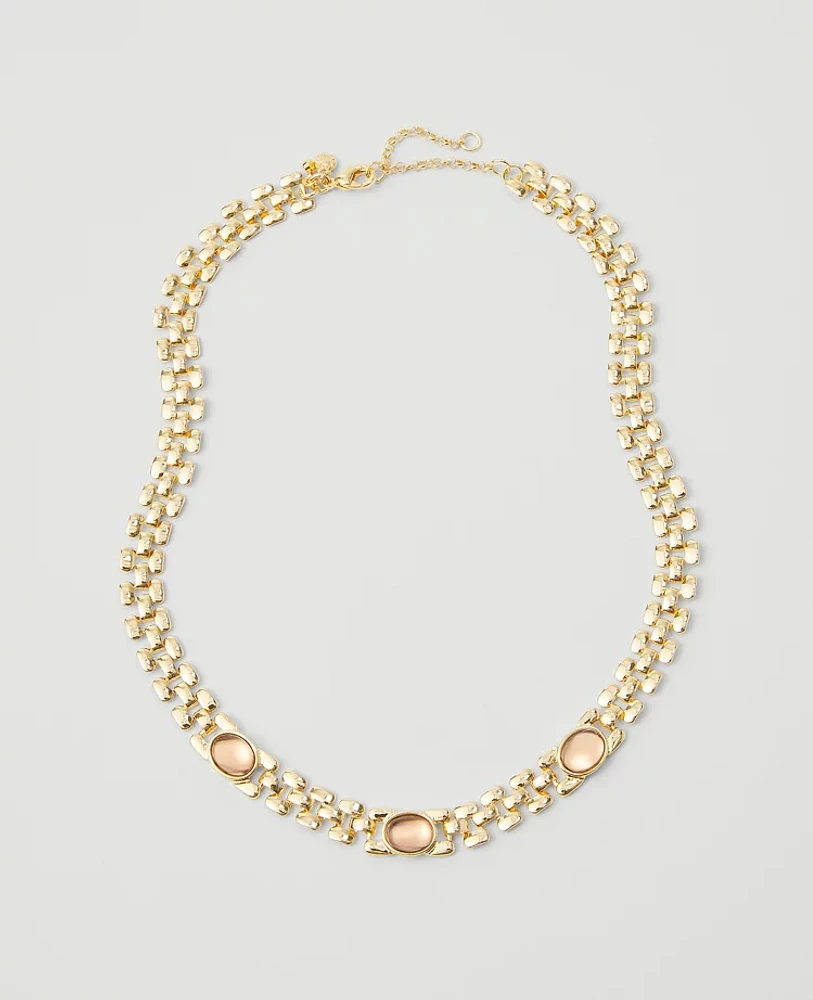 Ann Taylor Gem Chain Necklace Goldtone Women's