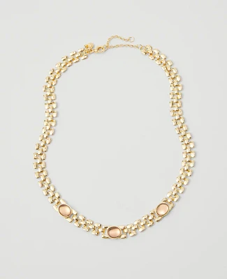 Ann Taylor Gem Chain Necklace Goldtone Women's