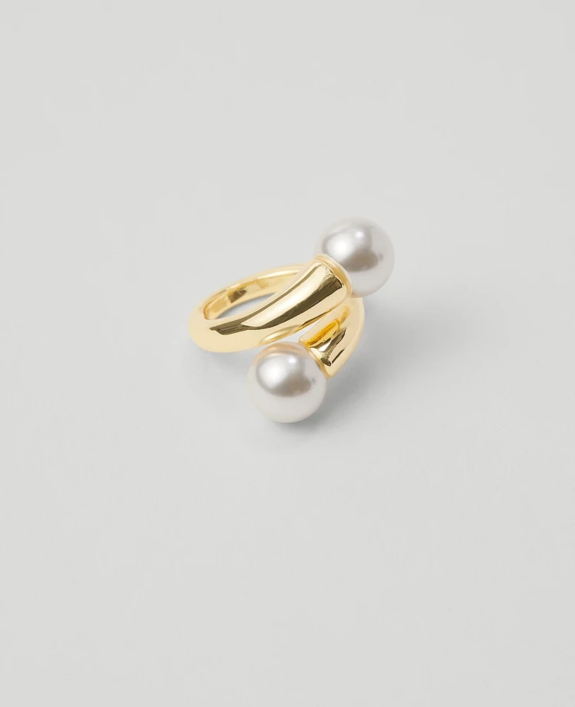 Ann Taylor Double Pearlized Wrap Ring Ivory Women's