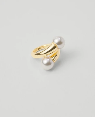 Ann Taylor Double Pearlized Wrap Ring Ivory Women's