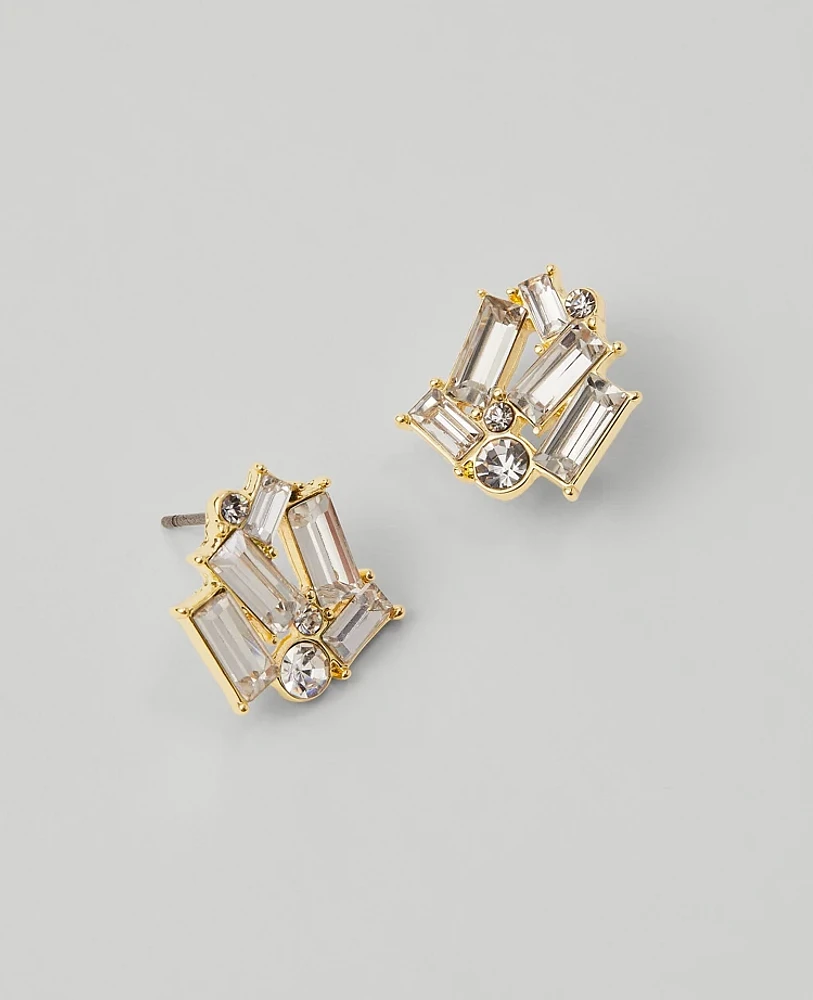 Ann Taylor Multi Crystal Cluster Stud Earrings Goldtone Women's