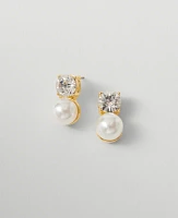 Ann Taylor Crystal Pearlized Stud Earrings Ivory Women's