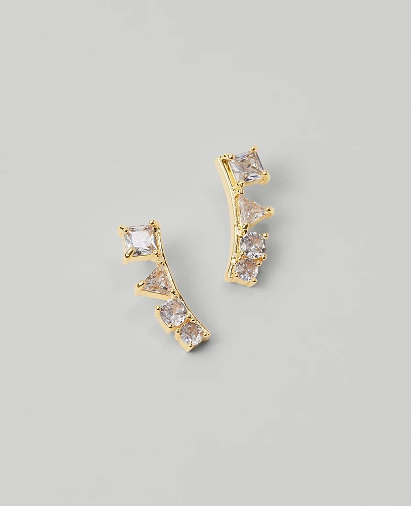 Ann Taylor Crystal Stud Earrings Goldtone Women's