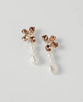 Ann Taylor Pearlized Crystal Flower Drop Earrings Ivory Women's