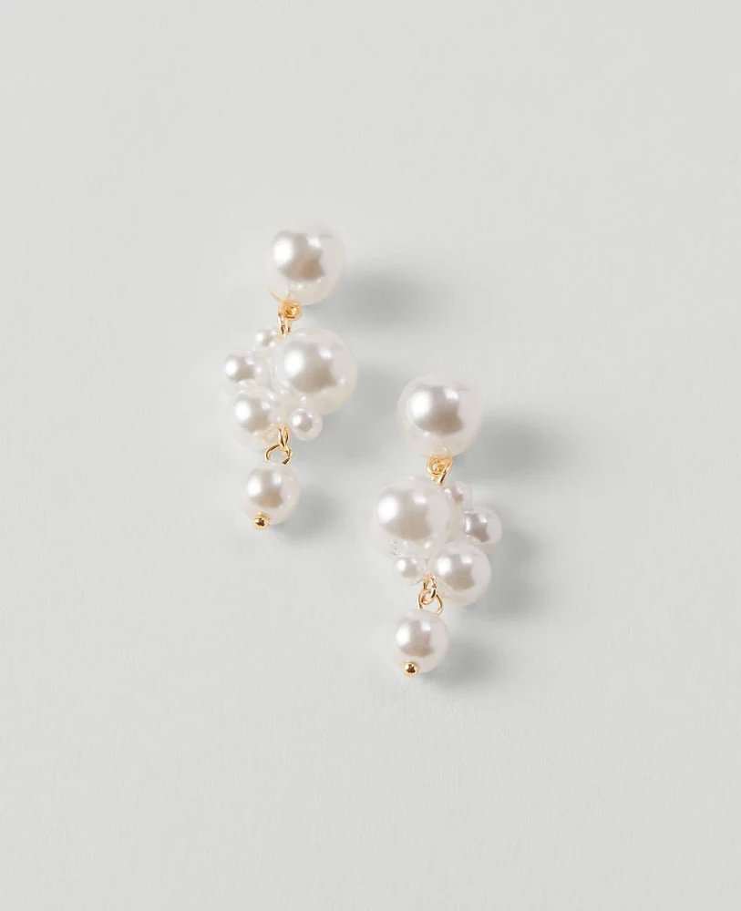 Ann Taylor Pearlized Cluster Drop Earrings Ivory Women's