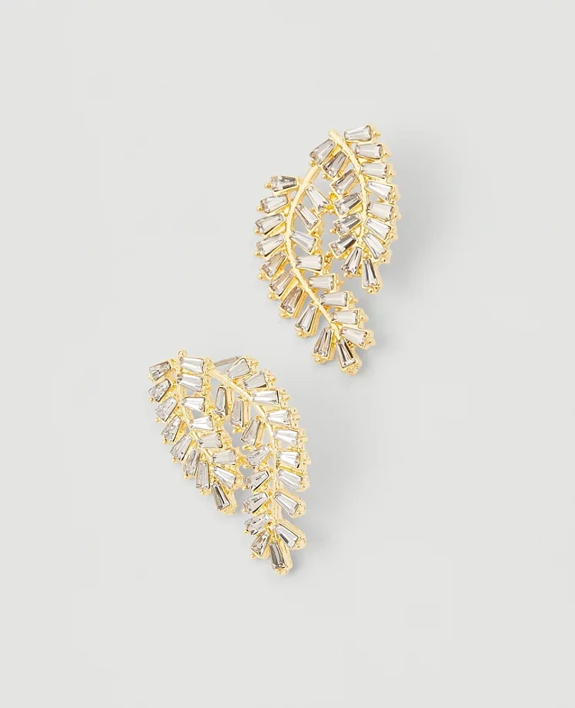 Ann Taylor Crystal Leaf Drop Earrings Goldtone Women's