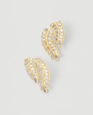 Ann Taylor Crystal Leaf Drop Earrings Goldtone Women's