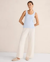 Ann Taylor Haven Well Within Cashmere Rib Knit Wide Leg Pants Fresh Cream Women's