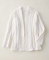 Ann Taylor Haven Well Within Organic Cotton Mixed Cable Cardigan Ivory Women's