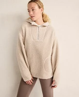 Ann Taylor Haven Well Within Curly Sherpa Quarter-Zip Hoodie Feather Women's