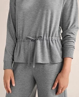 Ann Taylor Haven Well Within Fleece Drawstring-Waist Mockneck Top Graphite Heather Women's