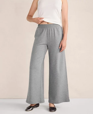 Ann Taylor Haven Well Within Fleece Wide Leg Pants Graphite Heather Women's