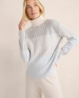 Ann Taylor Haven Well Within Plaited Cashmere Turtleneck Sweater Grey/Blue Multi Women's