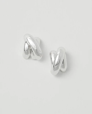 Ann Taylor Chunky Criss Cross Stud Earrings Silvertone Women's