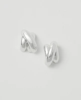 Ann Taylor Chunky Criss Cross Stud Earrings Silvertone Women's