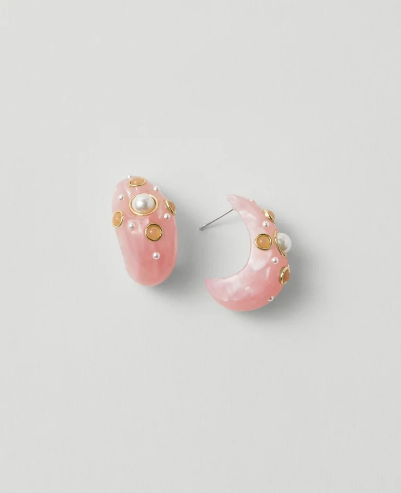 Ann Taylor Embellished Teardrop Earrings Quartz Pink Women's