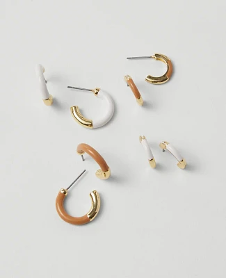 Ann Taylor Enamel Mini Hoop Earring Set Goldtone Women's