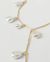 Ann Taylor Pearlized Lariat Necklace Goldtone Women's