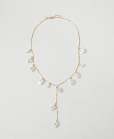 Ann Taylor Pearlized Lariat Necklace Goldtone Women's