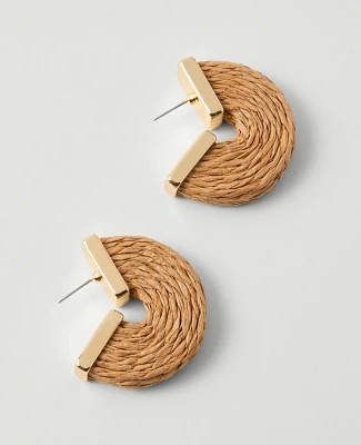 Ann Taylor Raffia Hoop Earrings Natural Women's