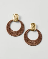 Ann Taylor Raffia Wrapped Hoop Earrings Pure Chocolate Women's