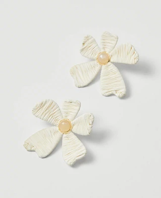 Ann Taylor Raffia Flower Stud Earrings White Women's