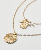 Ann Taylor Layered Charm Necklace Goldtone Women's