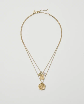 Ann Taylor Layered Charm Necklace Goldtone Women's