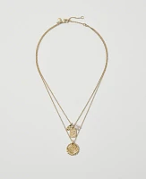 Ann Taylor Layered Charm Necklace Goldtone Women's
