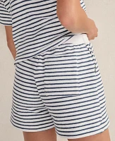 Ann Taylor Haven Well Within Cotton Blend Textured Stripe Shorts Ivory Women's