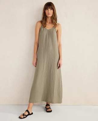 Ann Taylor Haven Well Within Organic Cotton Gauze V-Neck Midi Dress Women's