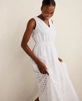 Ann Taylor Haven Well Within Organic Cotton Honeycomb Eyelet Midi Dress Women's