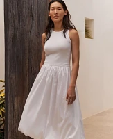Ann Taylor Haven Well Within Organic Cotton Drop Waist Bubble Dress White Women's