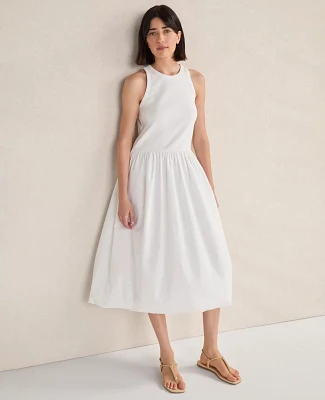 Ann Taylor Haven Well Within Organic Cotton Drop Waist Bubble Dress White Women's