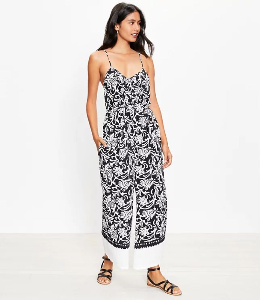 Floral Print Strappy Culotte Jumpsuit