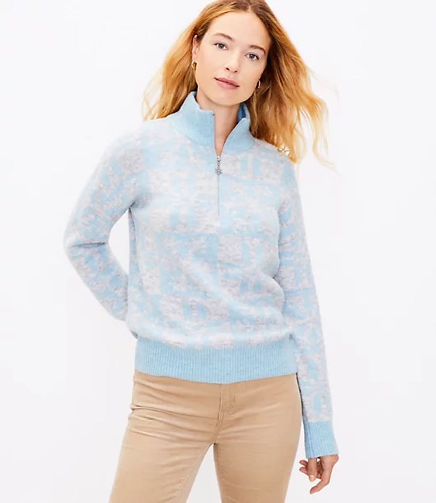 Loft Snowflake Zip Sweater - Hawthorn Mall