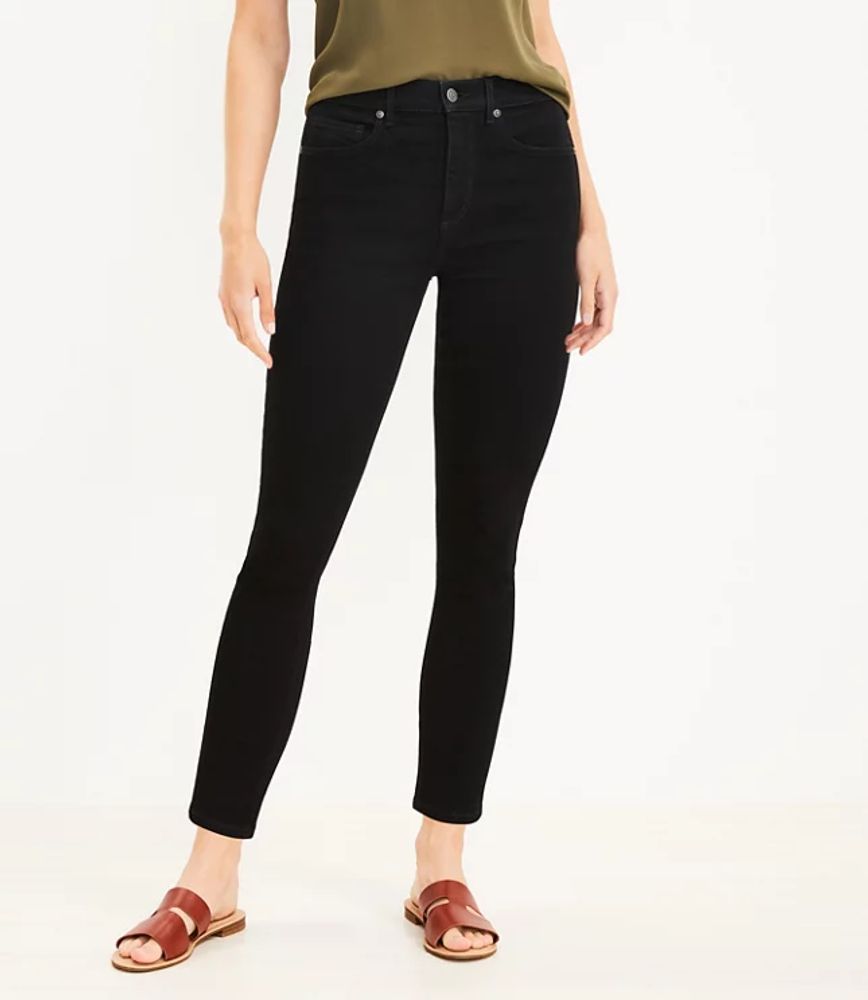 Curvy High Rise Skinny Jeans Black | LOFT