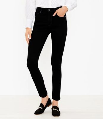 Petite Mid Rise Skinny Jeans Black | LOFT