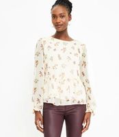 LOFT Floral Velvet Trim Peplum Blouse | LOFT | The Summit
