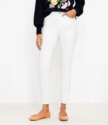 Frayed High Rise Skinny Jeans White