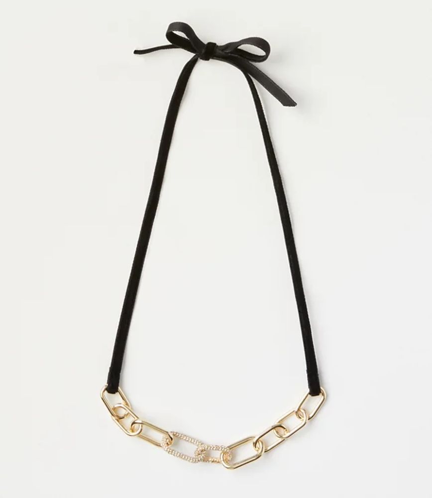 LOFT Velvet Fabric Back Chain Link Necklace, LOFT